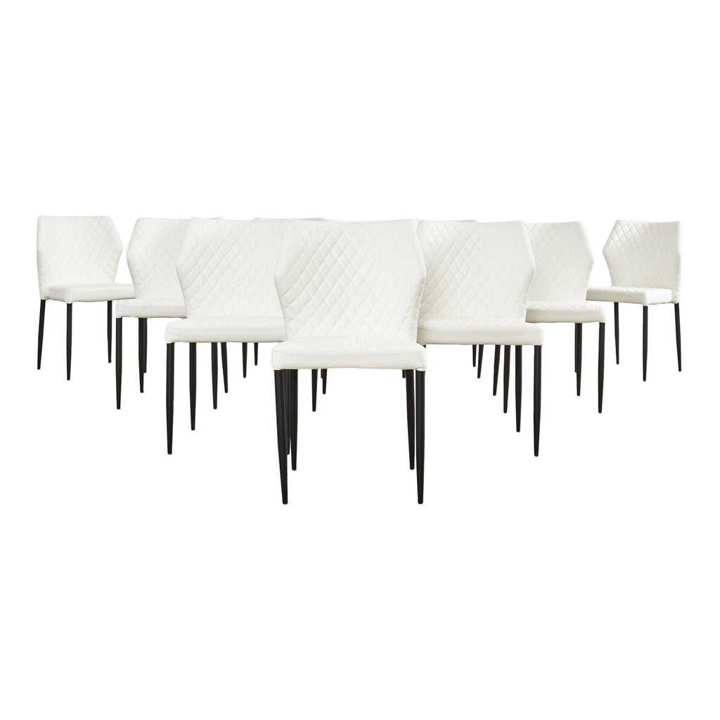 Set of Ten Modern White Diamond Pleated Dining Chairs