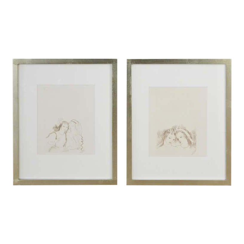 "Two Women" Pair Etchings