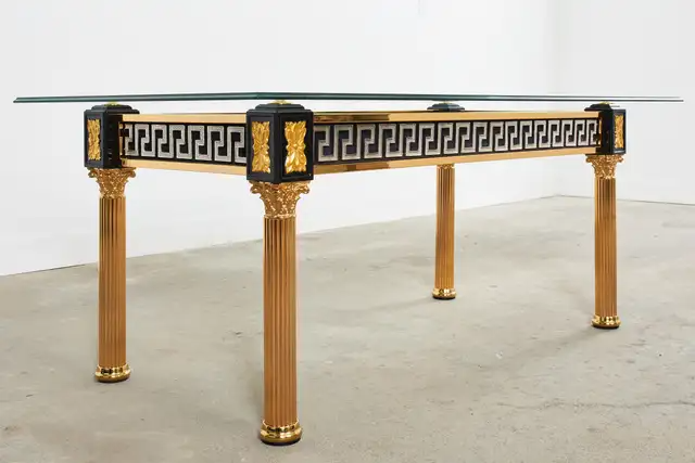 Neoclassical Style Gilded Metal Dining Table After Versace