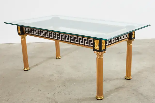 Neoclassical Style Gilded Metal Dining Table After Versace