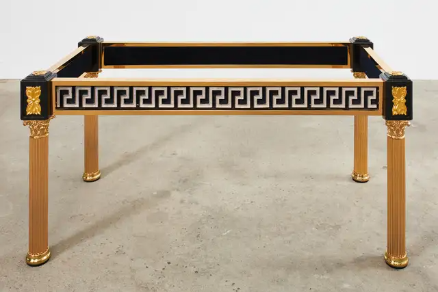 Neoclassical Style Gilded Metal Dining Table After Versace