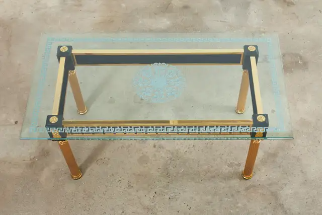 Neoclassical Style Gilded Metal Dining Table After Versace