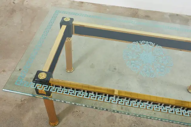 Neoclassical Style Gilded Metal Dining Table After Versace