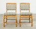 Set of Ten McGuire Rattan X-Back Dining Chairs