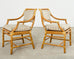 Set of Ten McGuire Rattan X-Back Dining Chairs