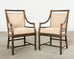 Set of Ten McGuire Bronzed Rattan Target Dining Chairs