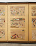 19th Century Japanese Meiji Four Panel Screen Festival Scenes