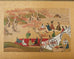 19th Century Japanese Meiji Four Panel Screen Festival Scenes