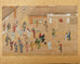 19th Century Japanese Meiji Four Panel Screen Festival Scenes