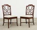 Set of Eighteen Organic Modern Rattan Leather Dining Chairs
