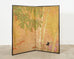 Japanese Taisho Two Panel Screen Bamboo Butterfly Landscape