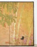 Japanese Taisho Two Panel Screen Bamboo Butterfly Landscape