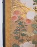 Japanese Meiji Two Panel Screen Birds Flowers in Autumn Landscape