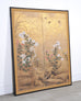Japanese Meiji Two Panel Screen Birds Flowers in Autumn Landscape