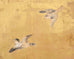 Japanese Edo Two-Panel Gilt Screen Birds Chrysanthemums 6 Ft