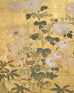 Japanese Edo Two-Panel Gilt Screen Birds Chrysanthemums 6 Ft