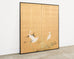 Japanese Showa Two Panel Screen Egrets in Grass
