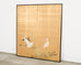Japanese Showa Two Panel Screen Egrets in Grass