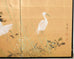 Japanese Showa Two Panel Screen Egrets in Grass