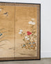 Japanese Showa Two Panel Screen Songbirds Amid Flowers