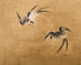 Japanese Showa Two Panel Screen Songbirds Amid Flowers