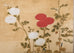 Japanese Showa Two Panel Screen Songbirds Amid Flowers