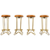 Set of Four Italian Ico Parisi Style Bronzed Swivel Bar Stools