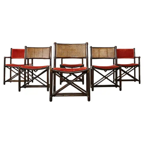 Set of Six McGuire Organic Modern Rattan Director Dining Chairs