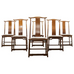 Set of Six Chinese Elm Yoke Back Official's Hat Chairs