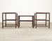 Nest of Three McGuire Rattan Cane Raffia and Oak Side Tables