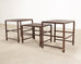 Nest of Three McGuire Rattan Cane Raffia and Oak Side Tables
