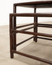 Nest of Three McGuire Rattan Cane Raffia and Oak Side Tables
