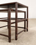 Nest of Three McGuire Rattan Cane Raffia and Oak Side Tables