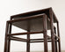 Nest of Three McGuire Rattan Cane Raffia and Oak Side Tables