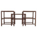 Nest of Three McGuire Rattan Cane Raffia and Oak Side Tables