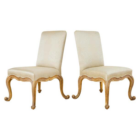 Pair of Rose Tarlow Gold Leaf Kent Dining Chairs