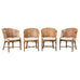 Set of Four McGuire Rattan Cane Barrel Dining Chairs