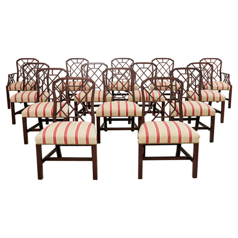 Set of Fourteen George III Style Chinese Chippendale Cockpen Chairs