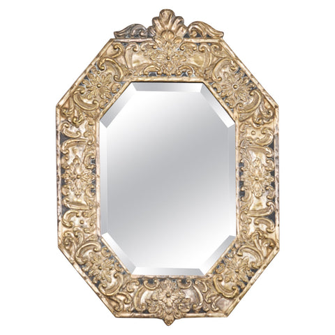 Anglo-Indian Silver Metal Clad Octagonal Mirror