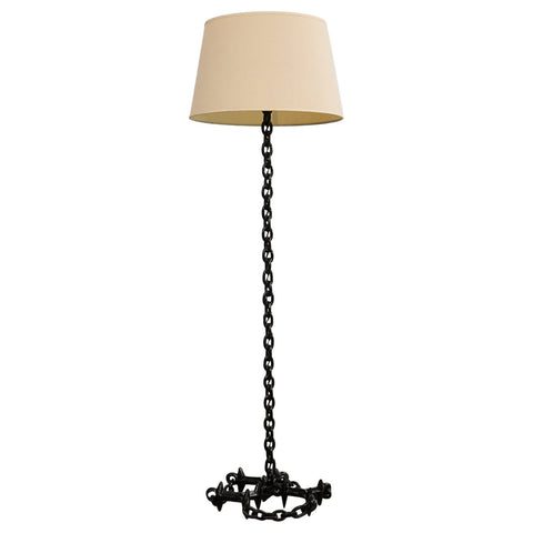 French Industrial Brutalist Iron Chain Link Floor Lamp