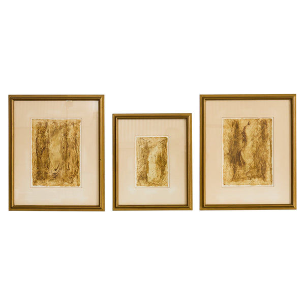 Trio of Midcentury Figurative Watercolor Framed Paintings