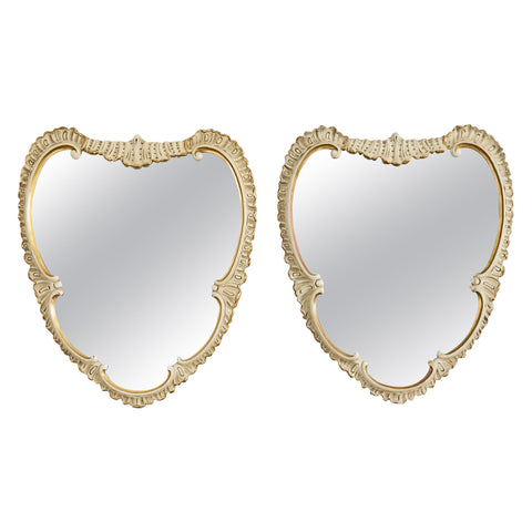 Pair of Midcentury Venetian Style Lacquered Cartouche Mirrors