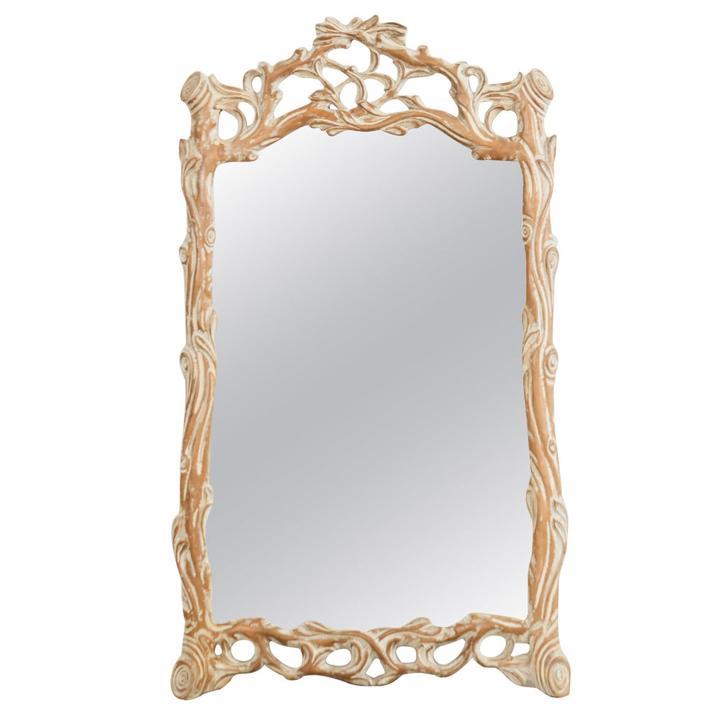 Italian Carved Twig Branch Faux Bois Wall Mirror