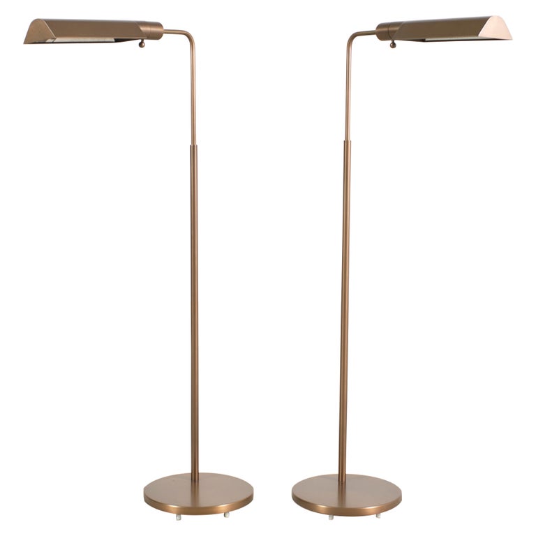 Pair of Casella Bronze Adjustable Pharmacy Floor Lamps