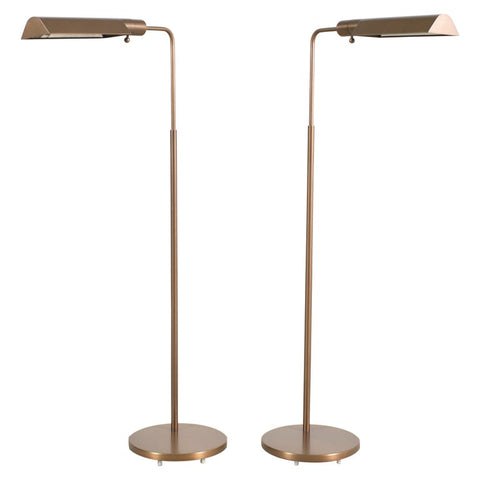 Pair of Casella Bronze Adjustable Pharmacy Floor Lamps