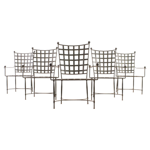 Set of Six Mario Papperzini Lattice Garden Dining Armchairs