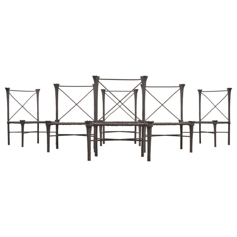 Set of Six Michael Taylor Arcadia High Back Bronzed Garden Chairs