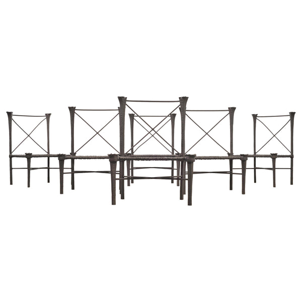 Set of Six Michael Taylor Arcadia High Back Bronzed Garden Chairs