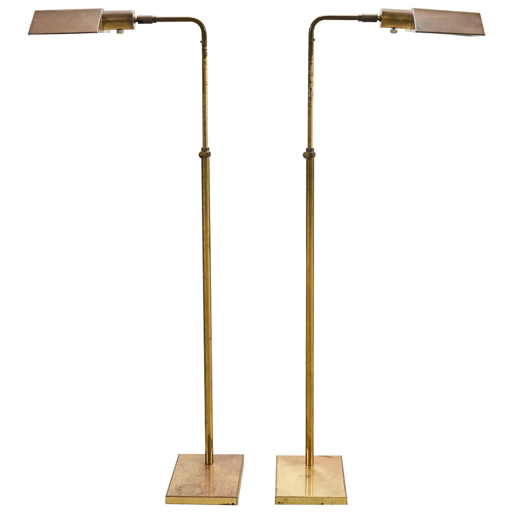 Pair of Koch & Lowy OMI Patinated Brass Pharmacy Floor Lamps