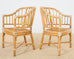 Set of Four McGuire Rattan Barrel Back Dining Chairs